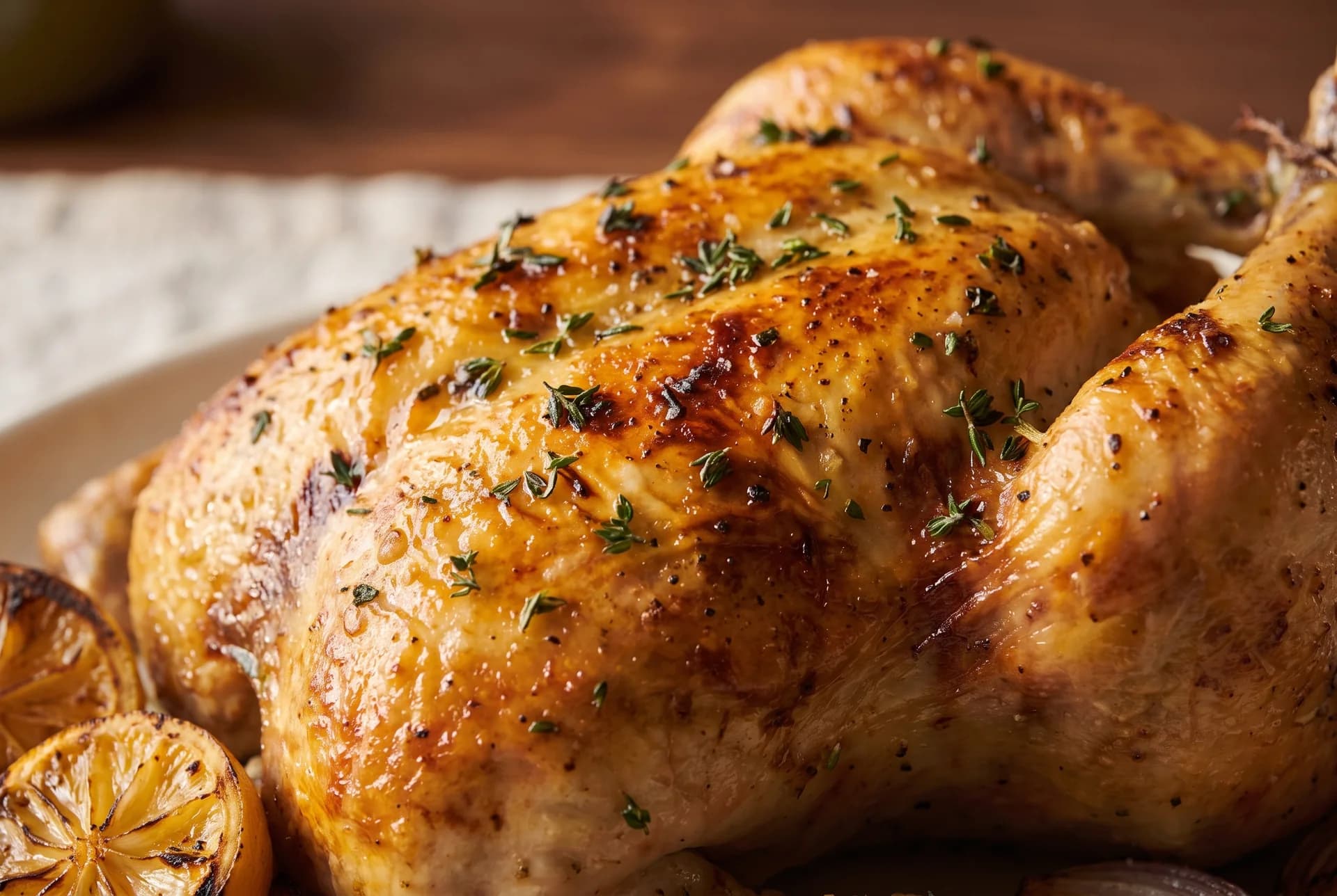 Serving suggestion: a Kings Farm TX roaster out of the oven, skin browned and crisp.