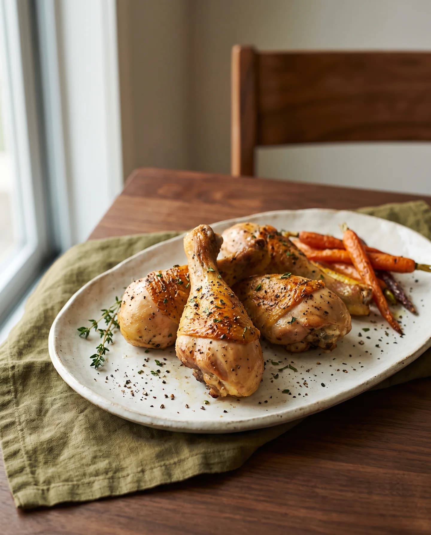 Serving suggestion: Kings Farm TX drumsticks roasted with herbs.
